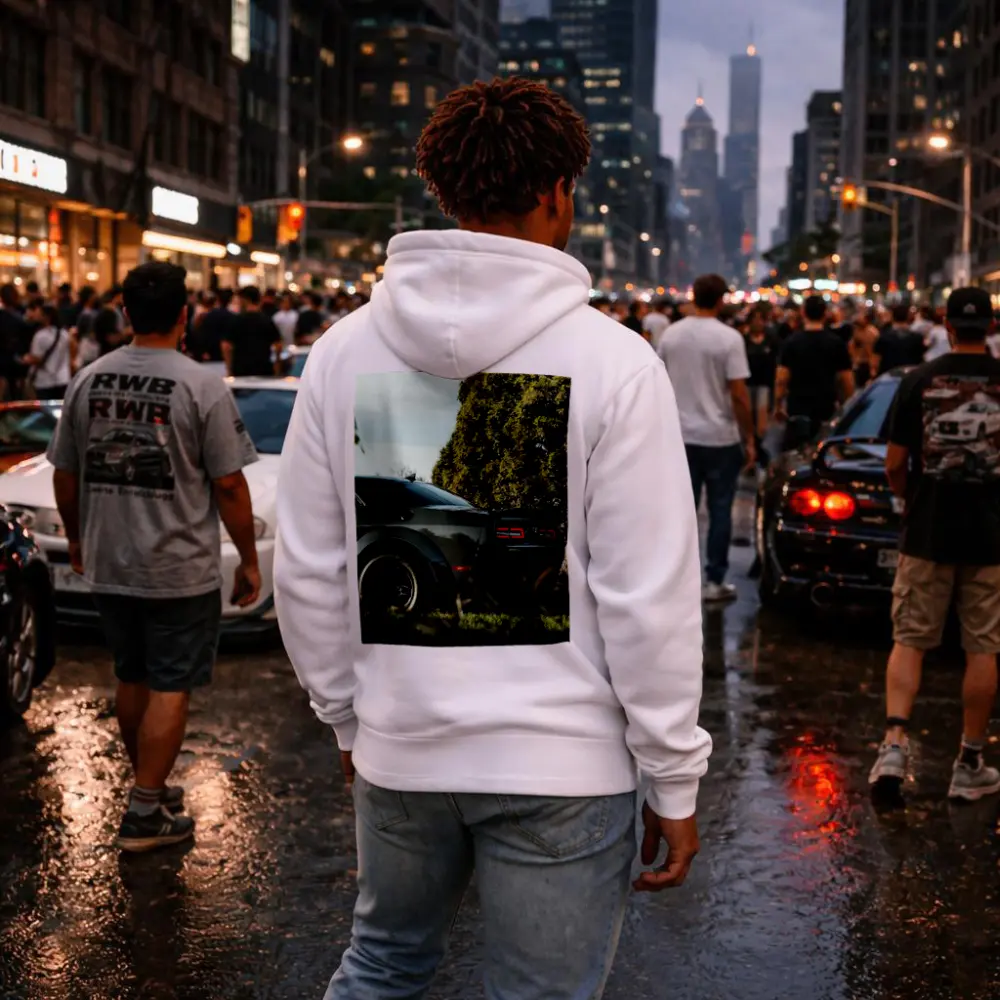 Dodge Challenger Rear View Green Trees – Hoodies