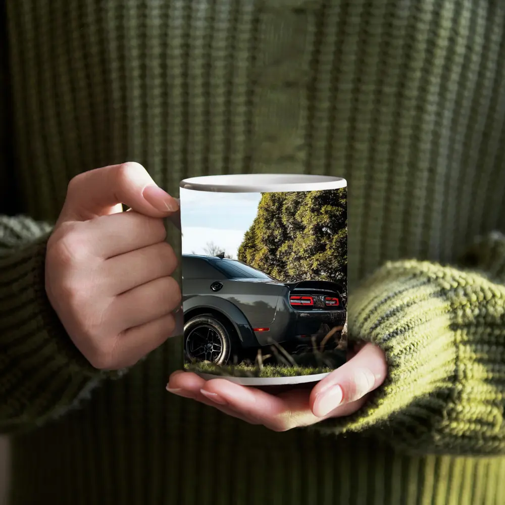 Dodge Challenger Rear View Green Trees – Mugs