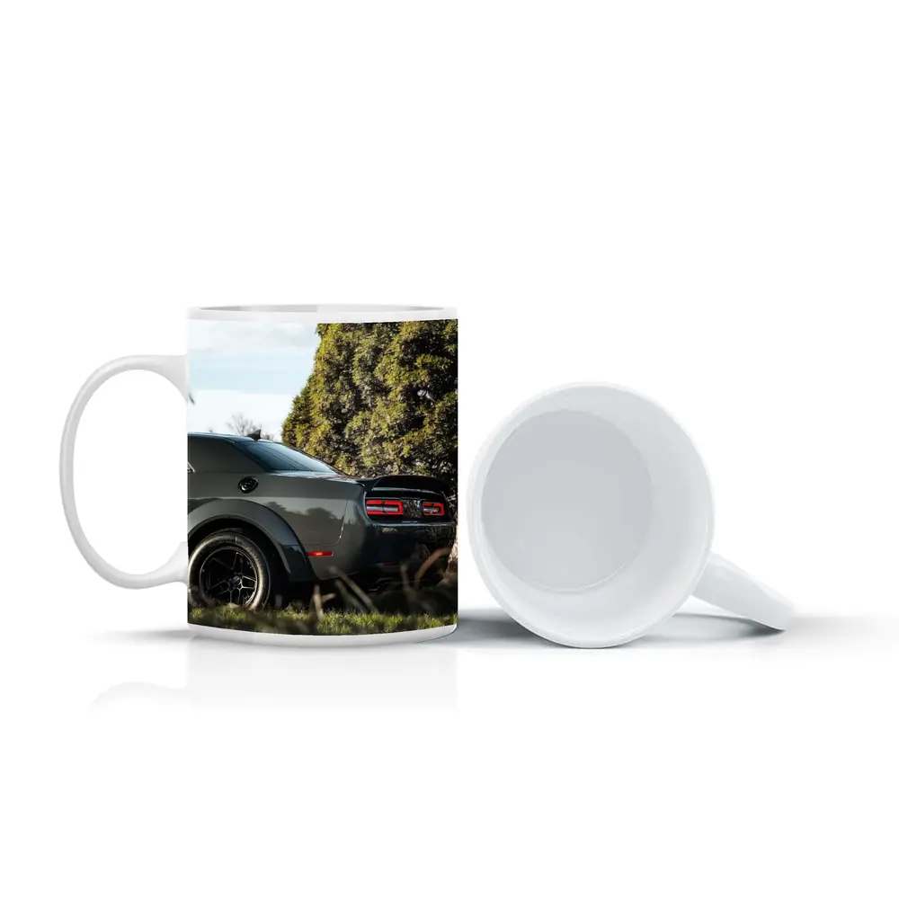 Dodge Challenger Rear View Green Trees – Mugs