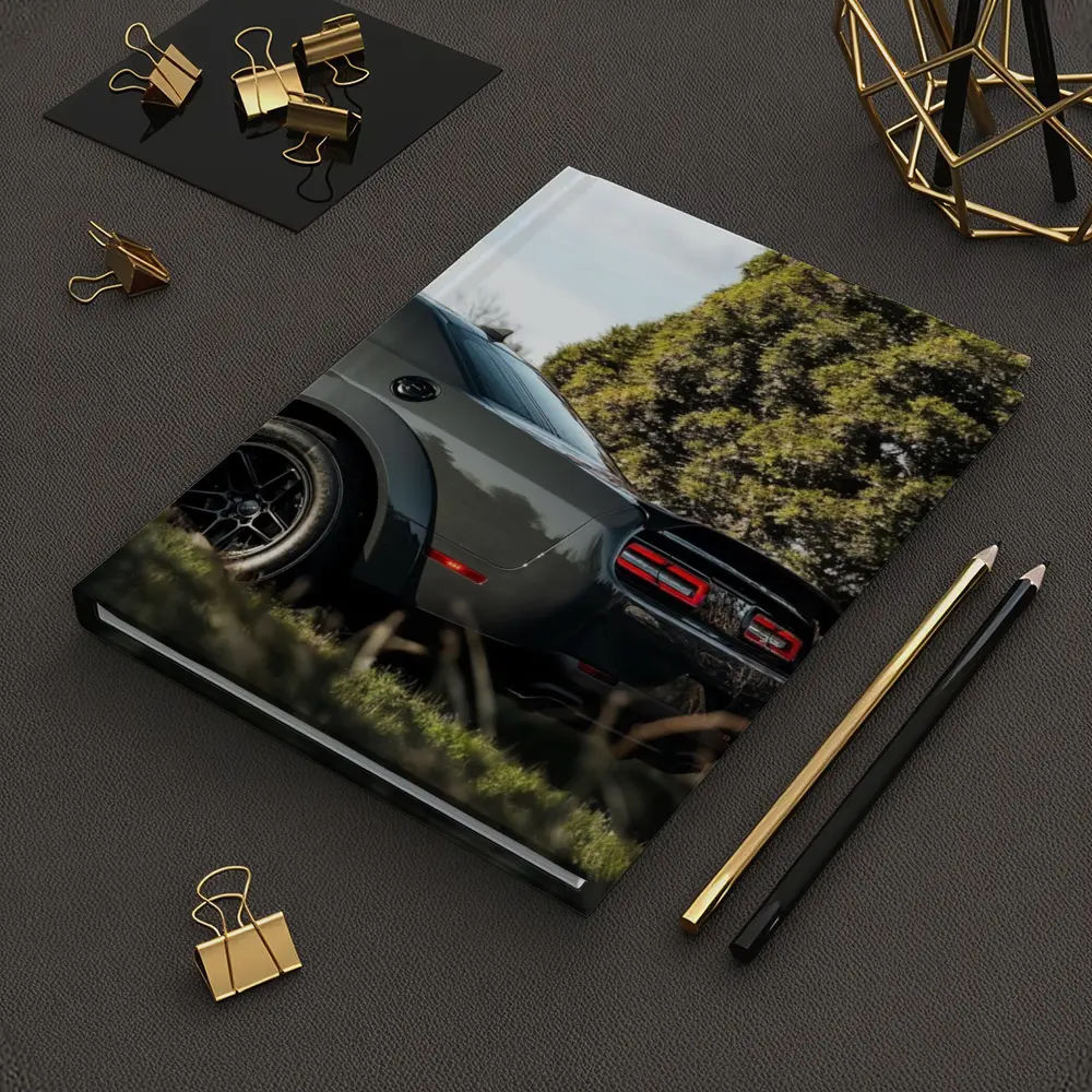Dodge Challenger Rear View Green Trees – Notebooks