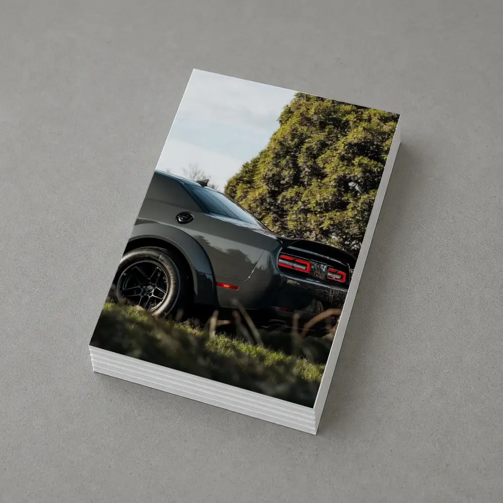 Dodge Challenger Rear View Green Trees – Postcards