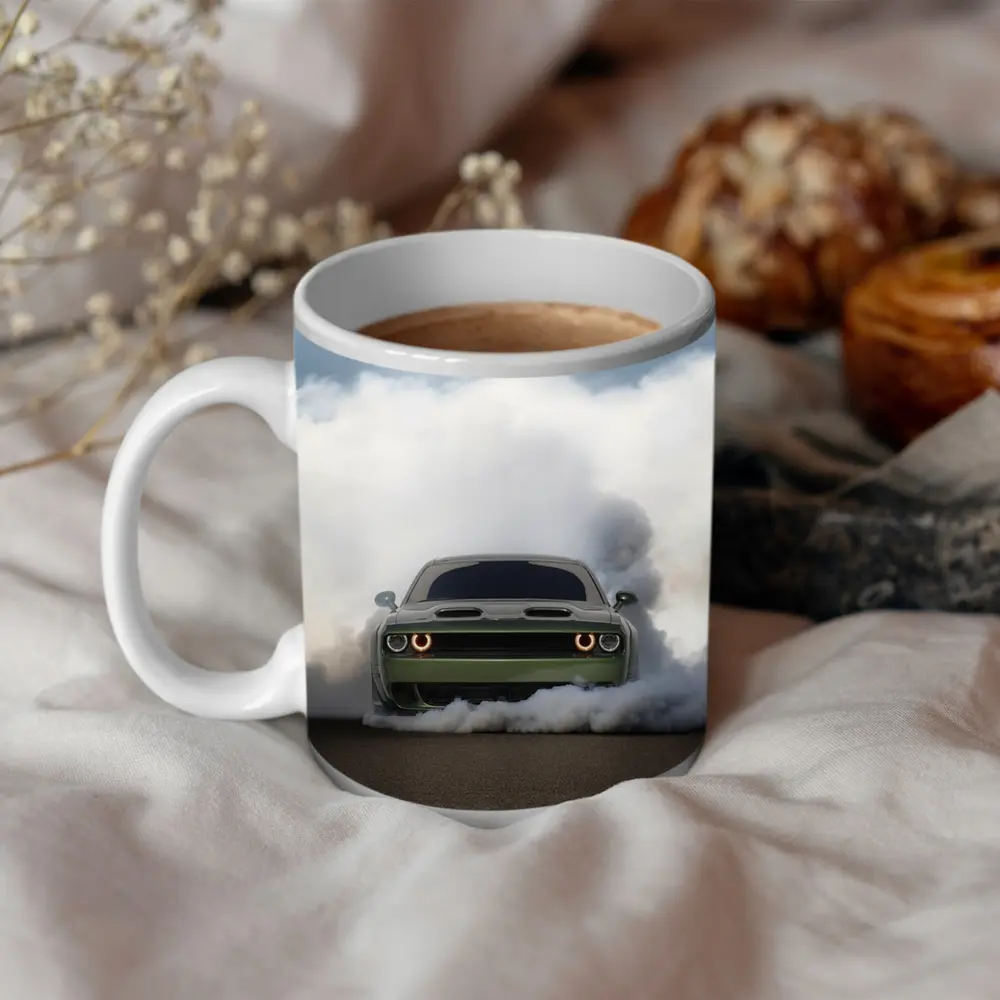 Dodge Challenger Burnout Smoke Green Muscle – Mugs