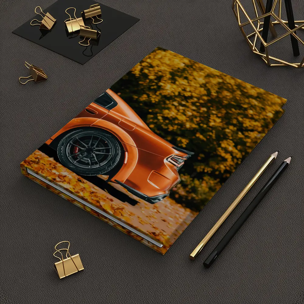 Dodge Charger Orange Car Autumn Leaves Background – Notebooks
