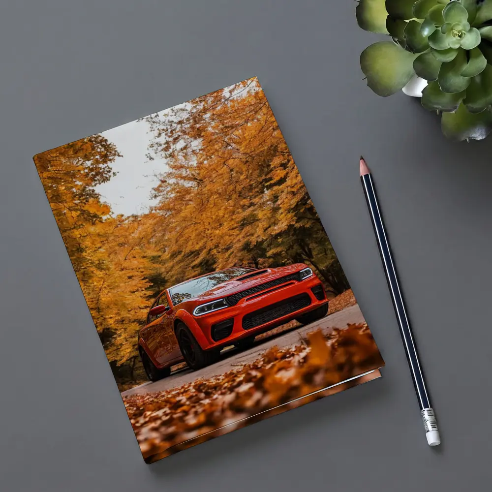 Dodge Charger Orange Muscle Car Autumn Forest – Notebooks