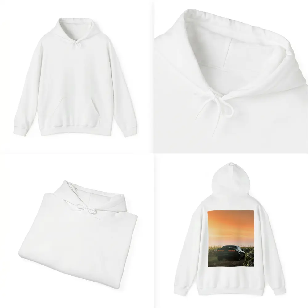 Dodge Challenger Black Muscle Car Cornfield Sunset – Hoodies