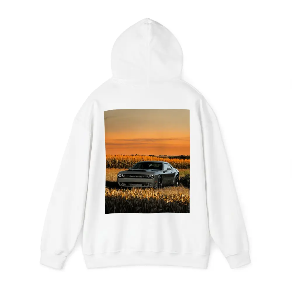 Dodge Challenger Hellcat Golden Field Sunset – Hoodies