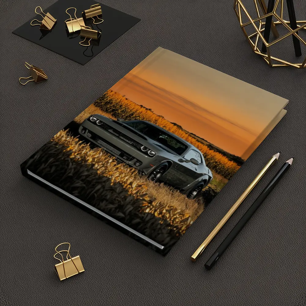 Dodge Challenger Hellcat Golden Field Sunset – Notebooks