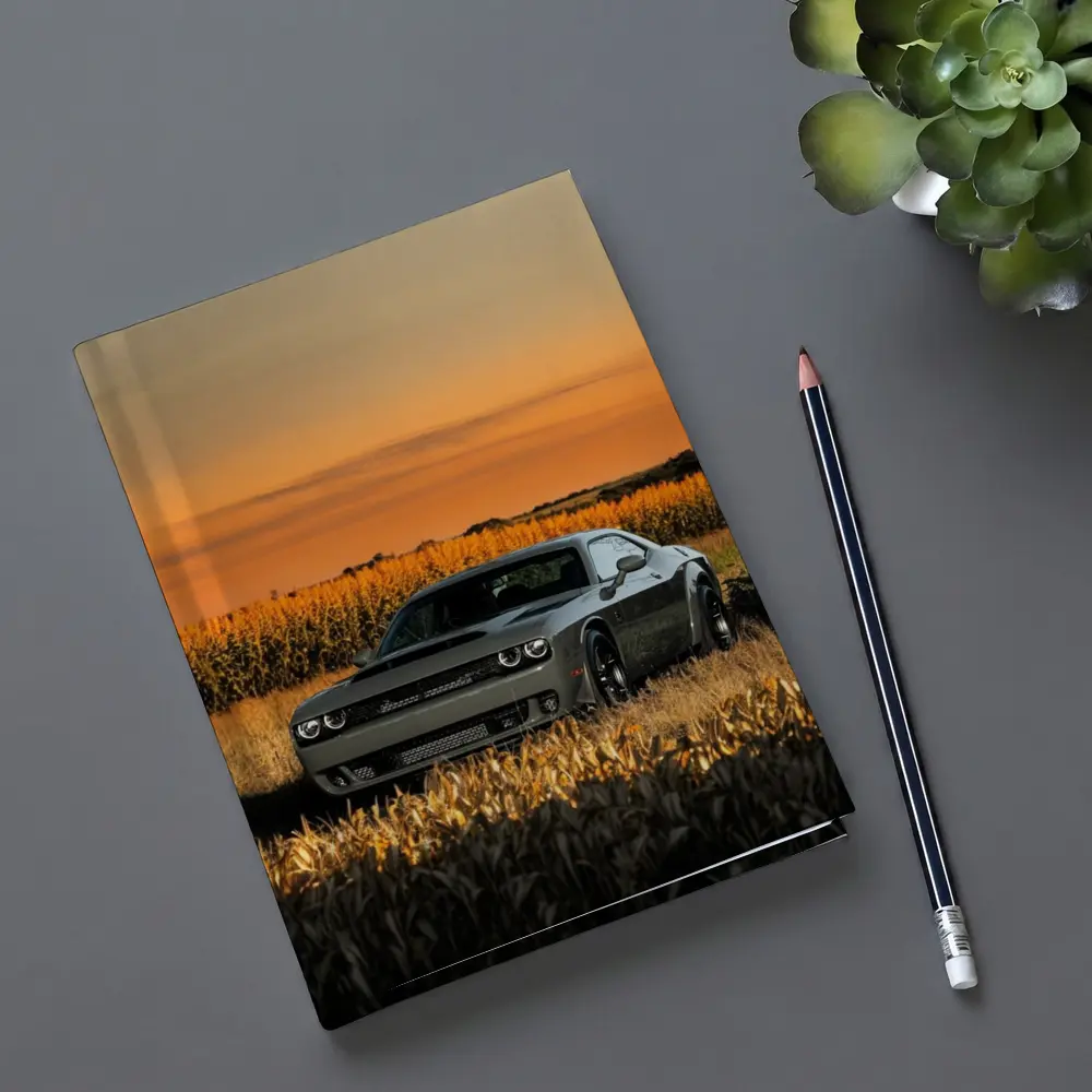 Dodge Challenger Hellcat Golden Field Sunset – Notebooks