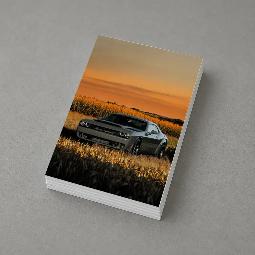 Dodge Challenger Hellcat Golden Field Sunset – Postcards