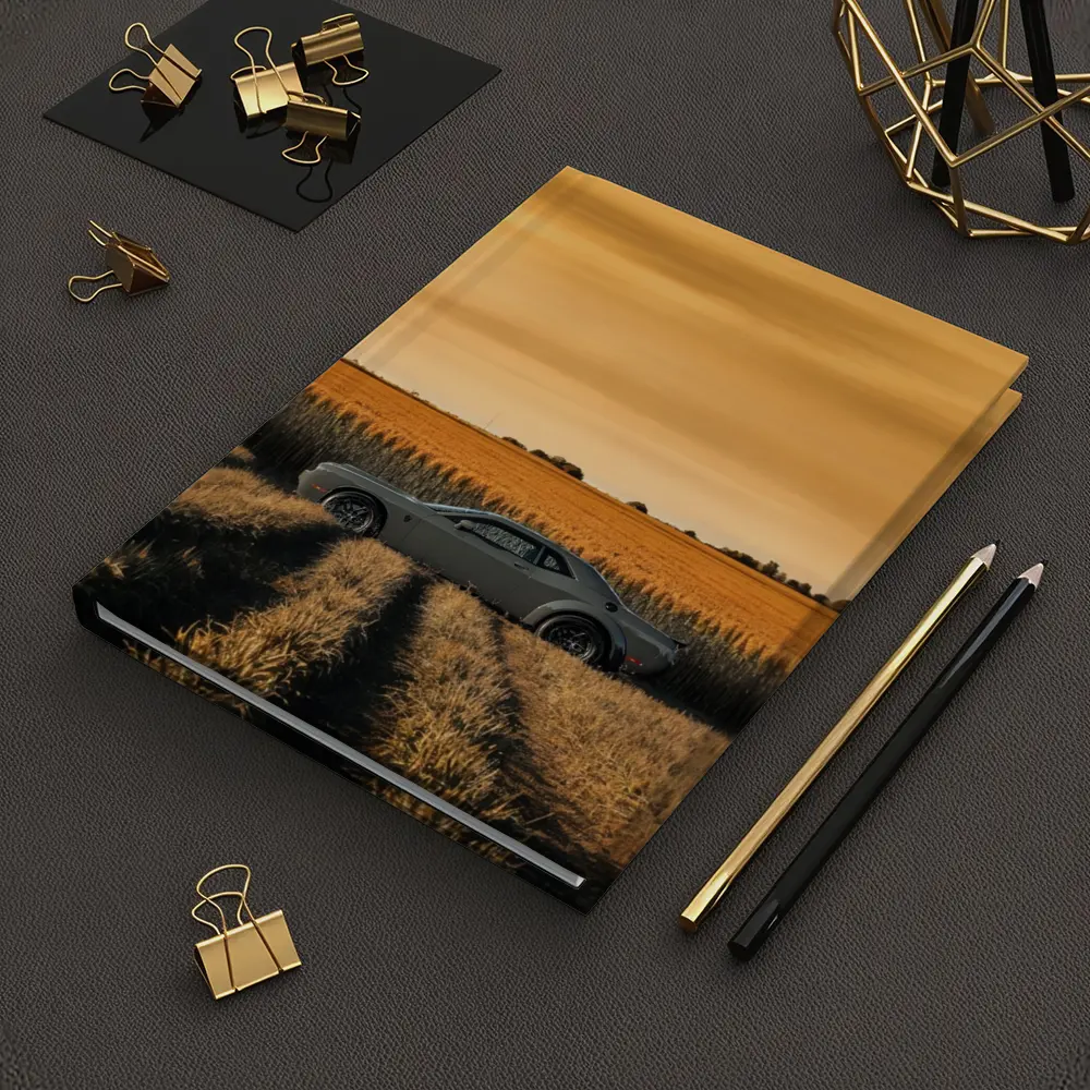 Dodge Challenger Parked in Golden Wheat Field – Notebooks