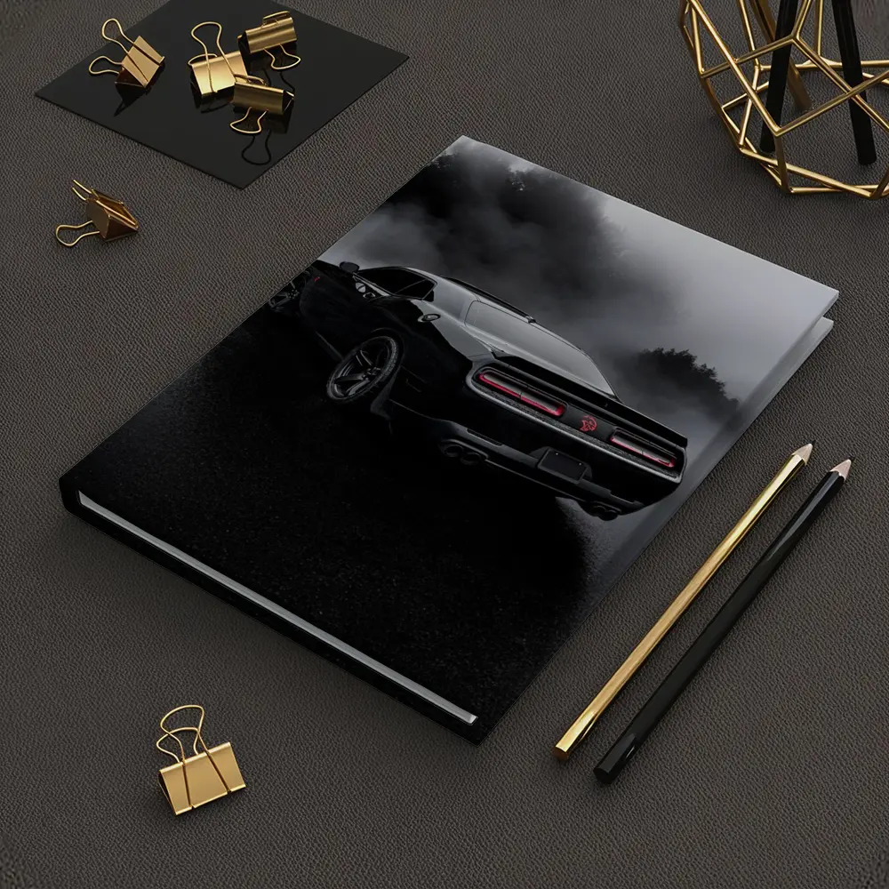 Dodge Challenger Black Muscle Car Foggy Rain – Notebooks