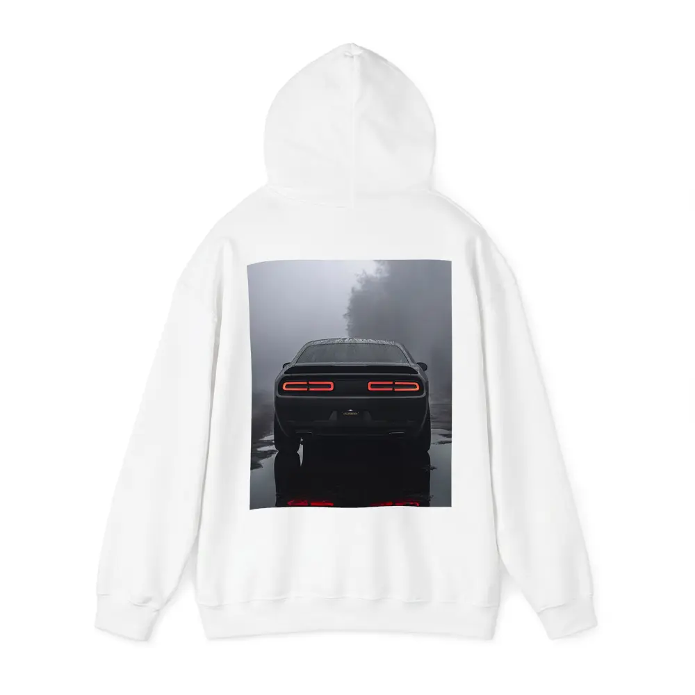 Dodge Challenger Rear View Foggy Rainy Road – Hoodies