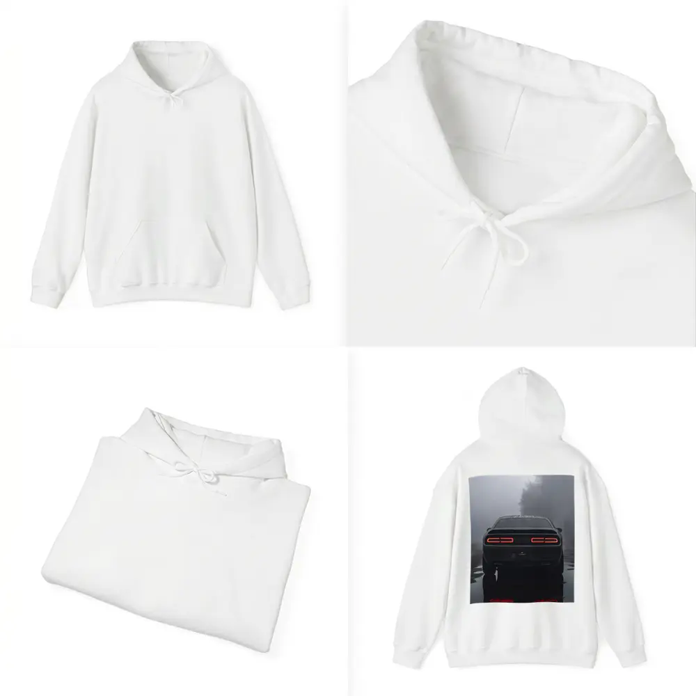 Dodge Challenger Rear View Foggy Rainy Road – Hoodies