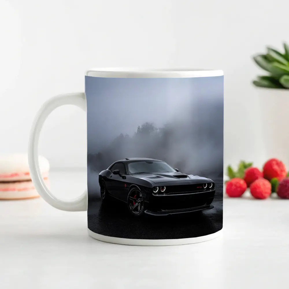 Dodge Challenger SRT Black Foggy Rainy Day – Mugs
