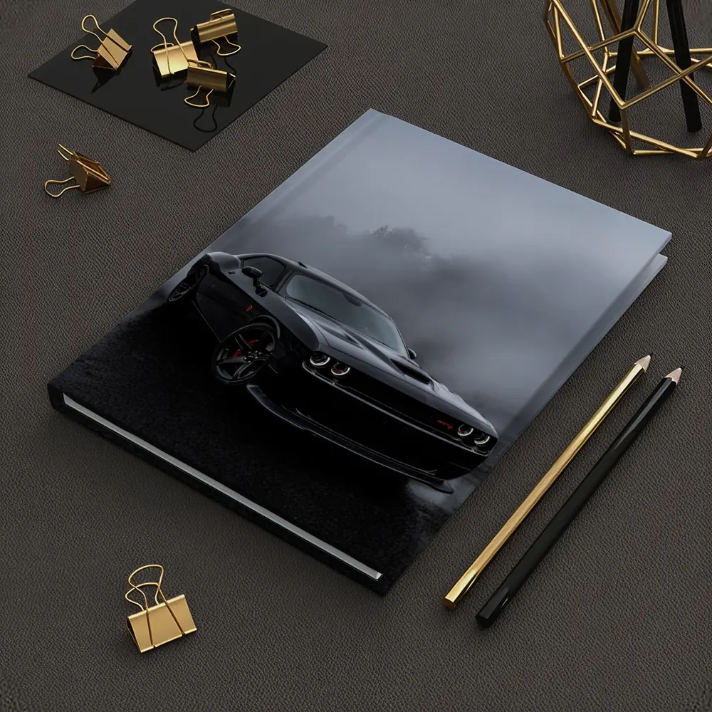 Dodge Challenger SRT Black Foggy Rainy Day – Notebooks