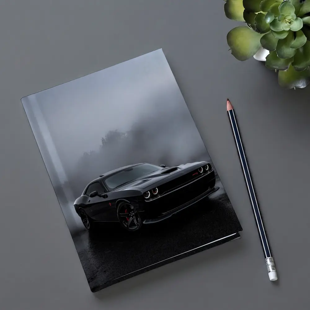 Dodge Challenger SRT Black Foggy Rainy Day – Notebooks