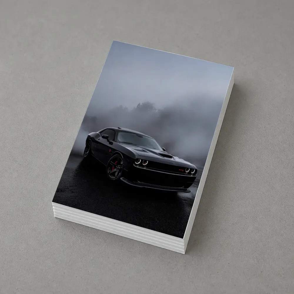 Dodge Challenger SRT Black Foggy Rainy Day – Postcards