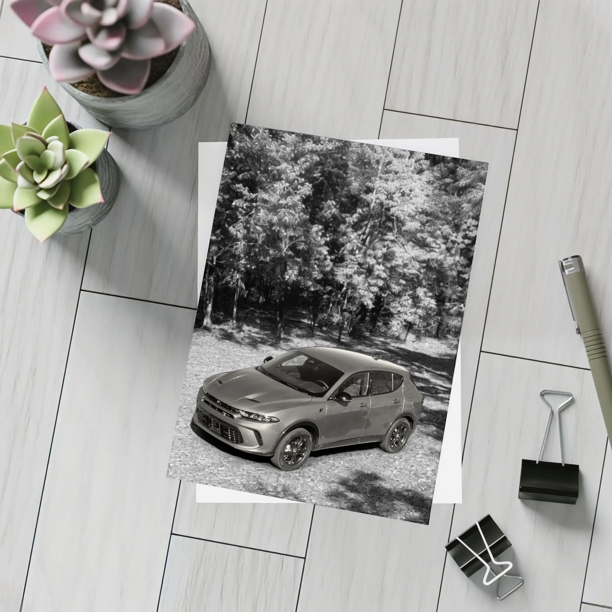Dodge Hornet SUV Black White Forest – Postcards