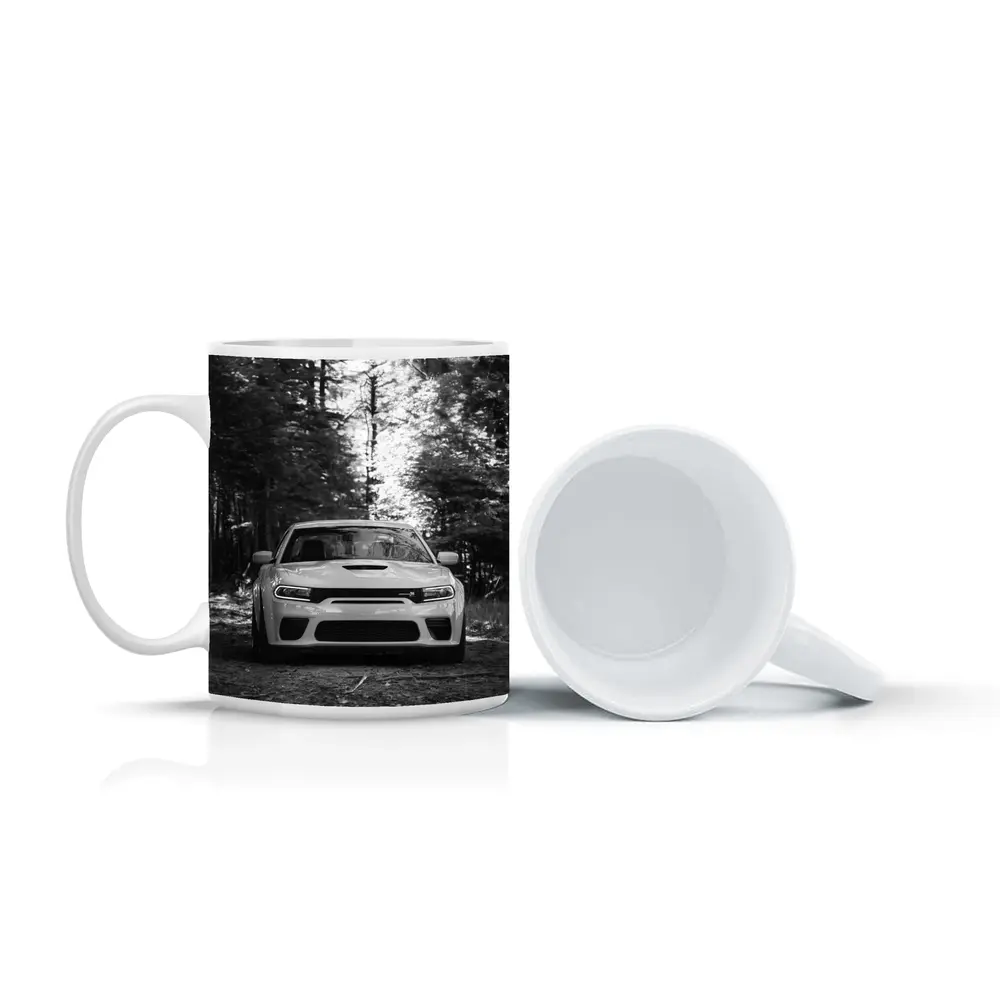 Dodge Charger Front View Forest Black White – Mugs