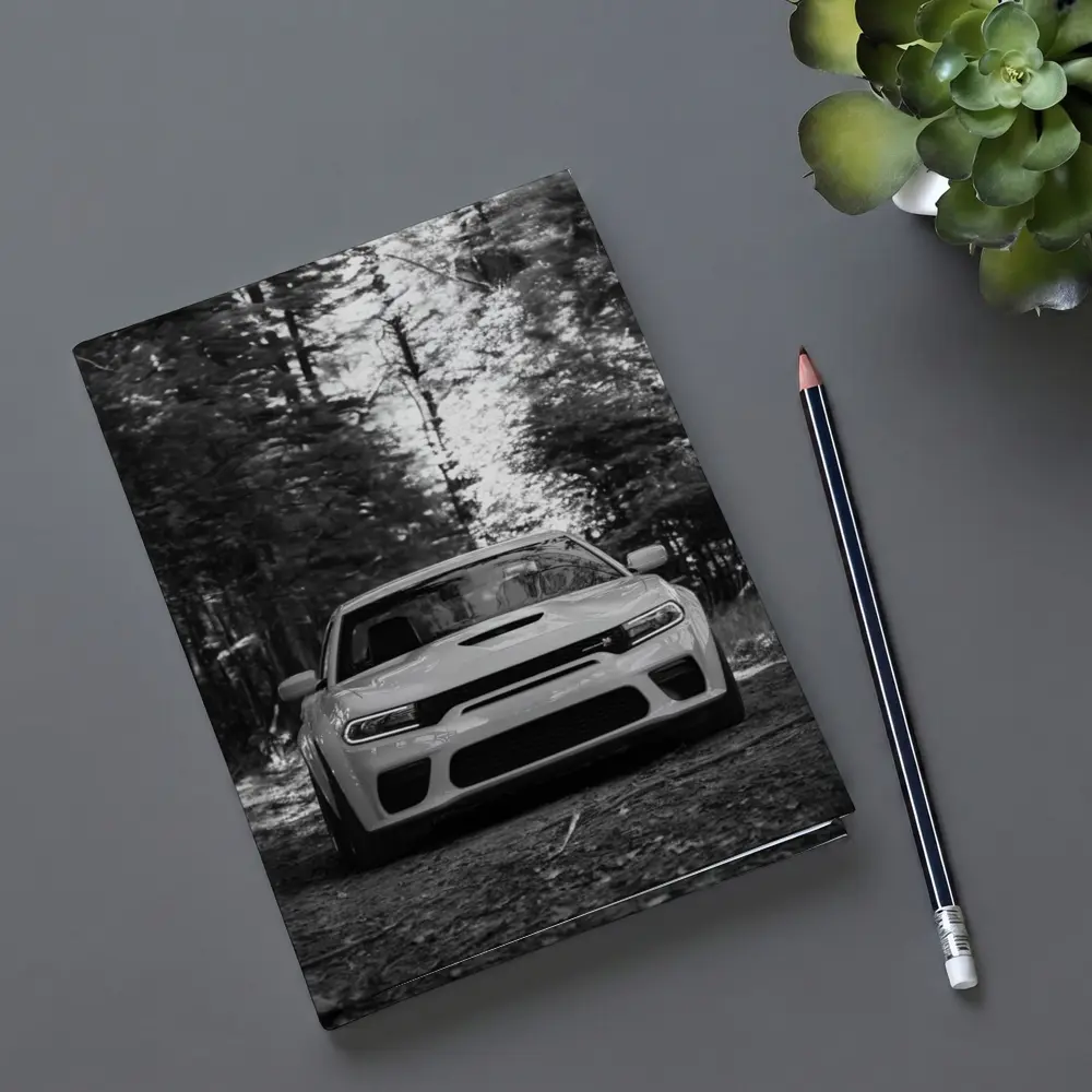 Dodge Charger Front View Forest Black White – Notebooks