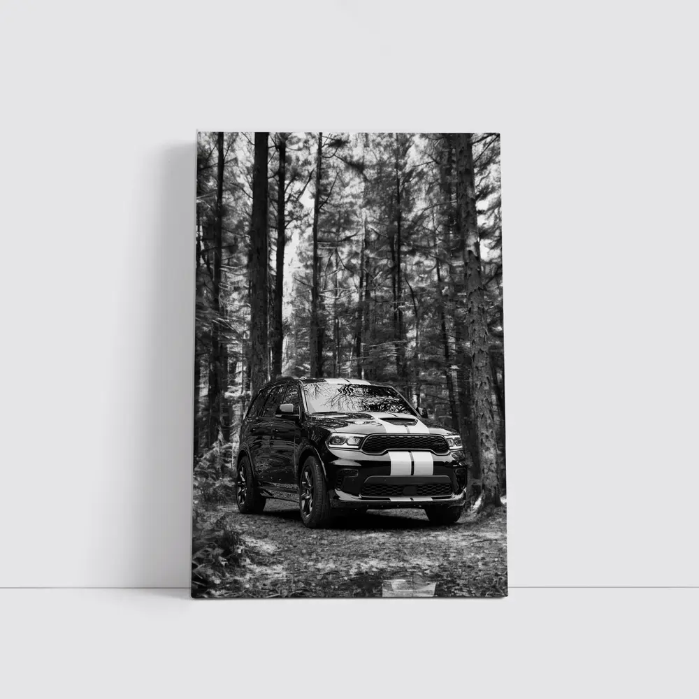 Dodge Durango Black White Forest Trail – Wall Art