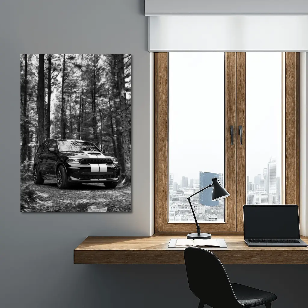 Dodge Durango Black White Forest Trail – Wall Art