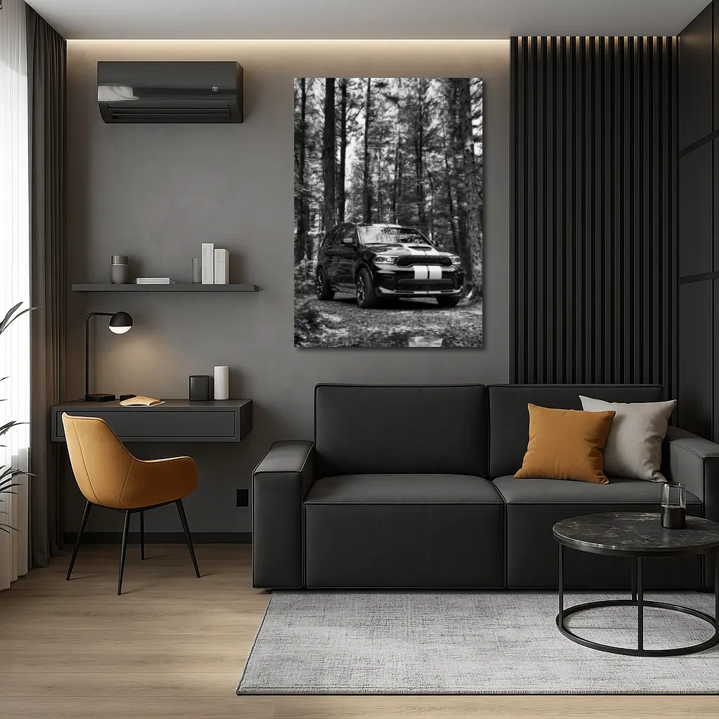 Dodge Durango Black White Forest Trail – Wall Art