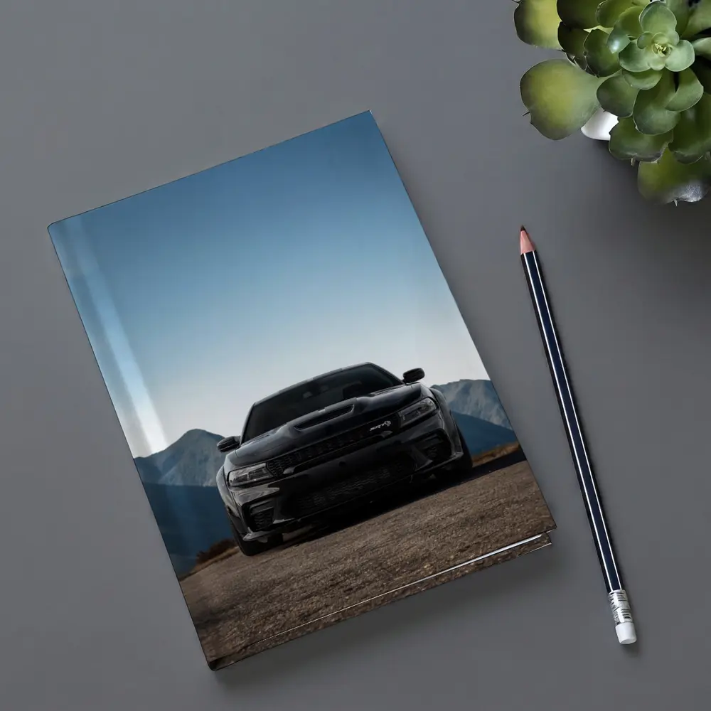 Dodge Charger Black Front View Mountain – Notebooks