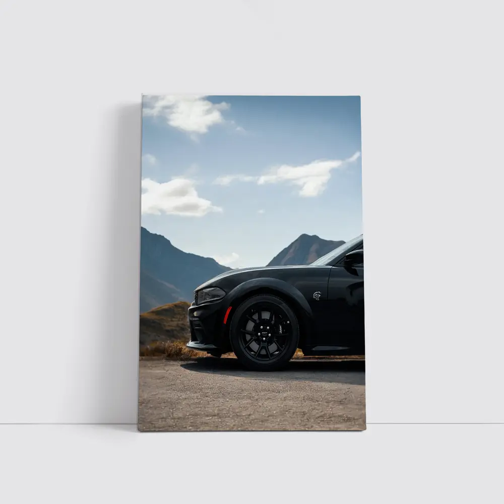 Dodge Charger Black Muscle Car Mountain Road – Wall Art