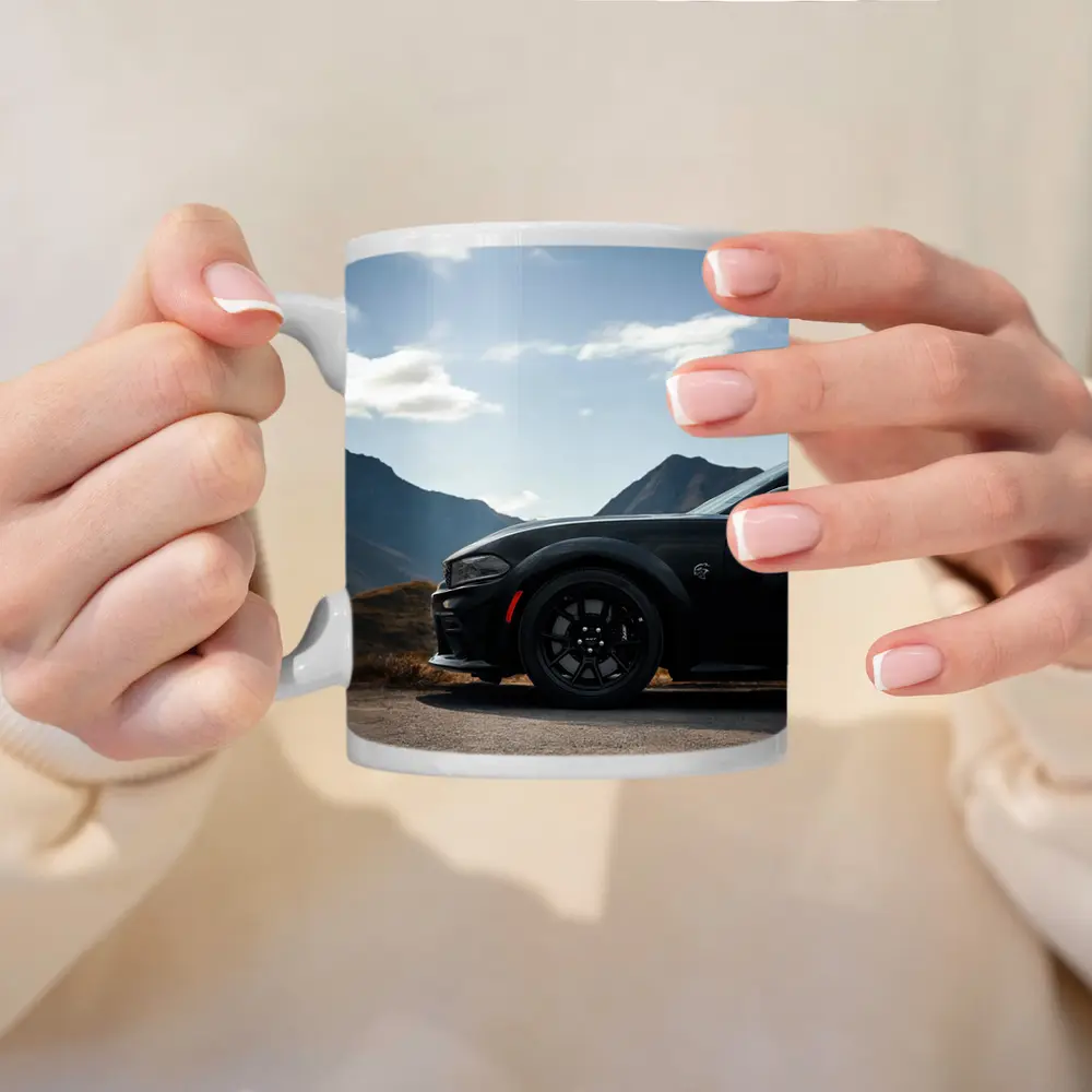 Dodge Charger Black Muscle Car Mountain Road – Mugs