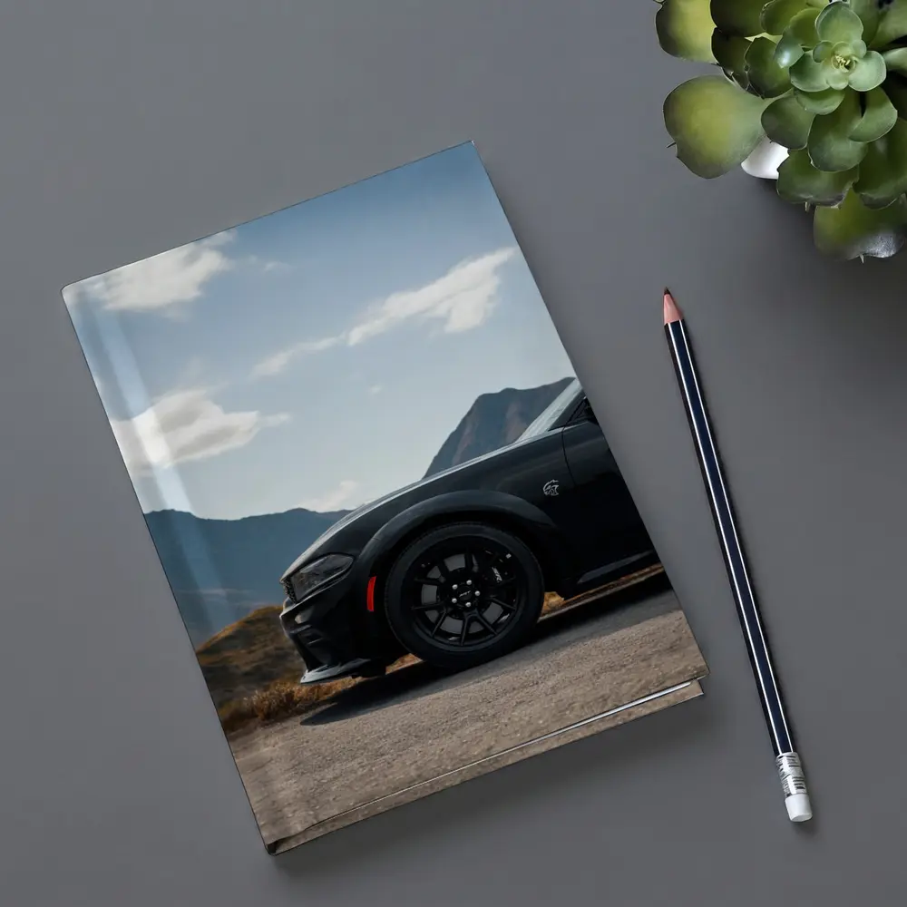 Dodge Charger Black Muscle Car Mountain Road – Notebooks