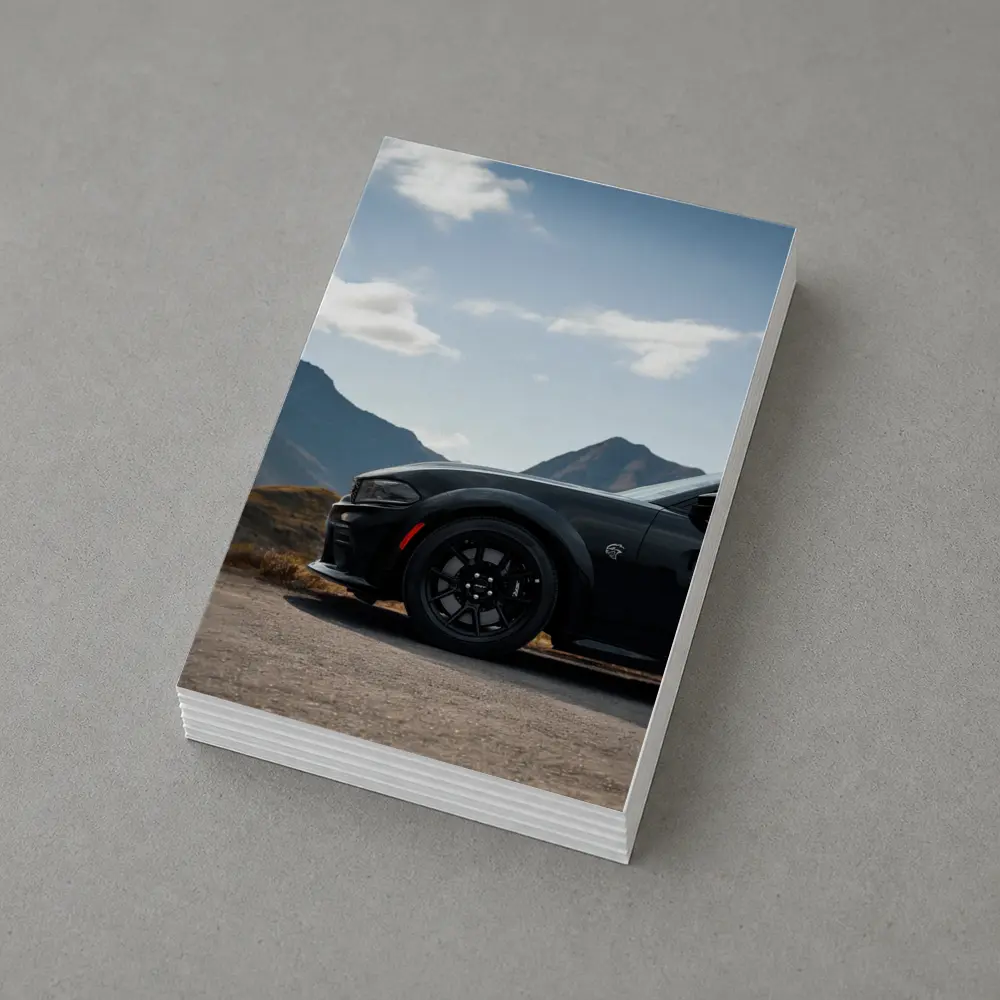 Dodge Charger Black Muscle Car Mountain Road – Postcards