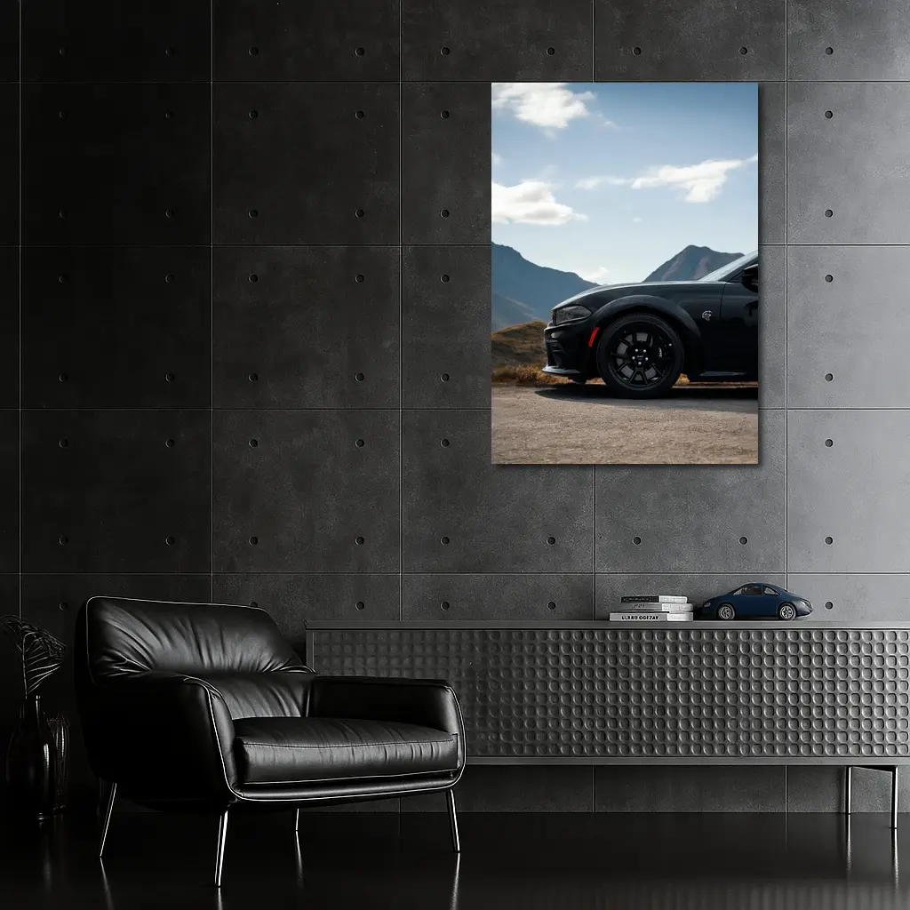 Dodge Charger Black Muscle Car Mountain Road – Wall Art
