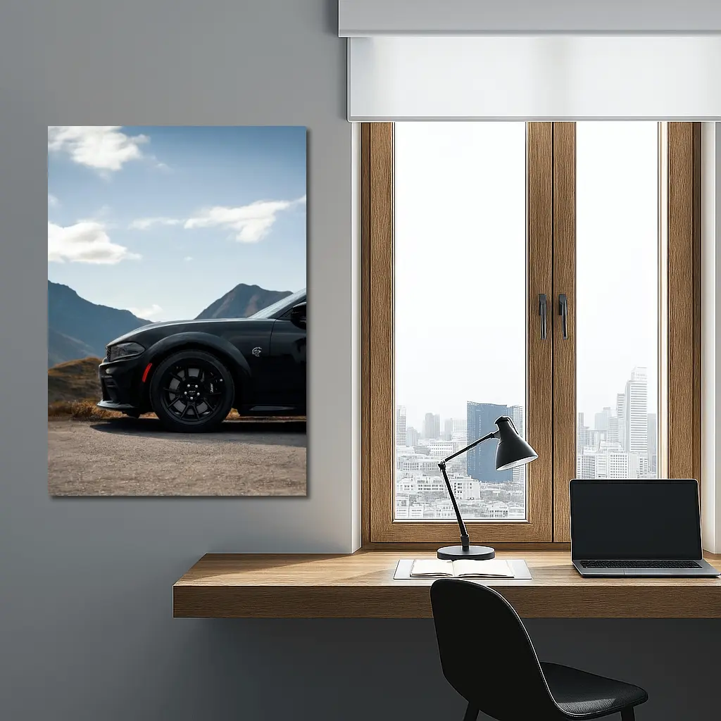 Dodge Charger Black Muscle Car Mountain Road – Wall Art