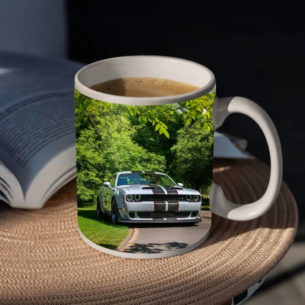 Dodge Challenger Silver Stripes Green Park – Mugs
