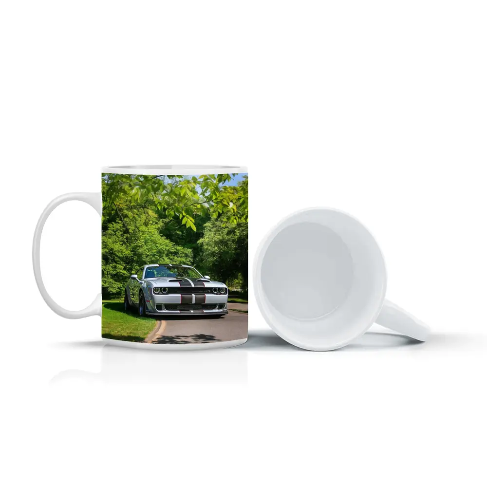 Dodge Challenger Silver Stripes Green Park – Mugs