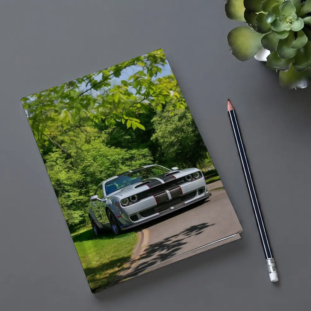 Dodge Challenger Silver Stripes Green Park – Notebooks
