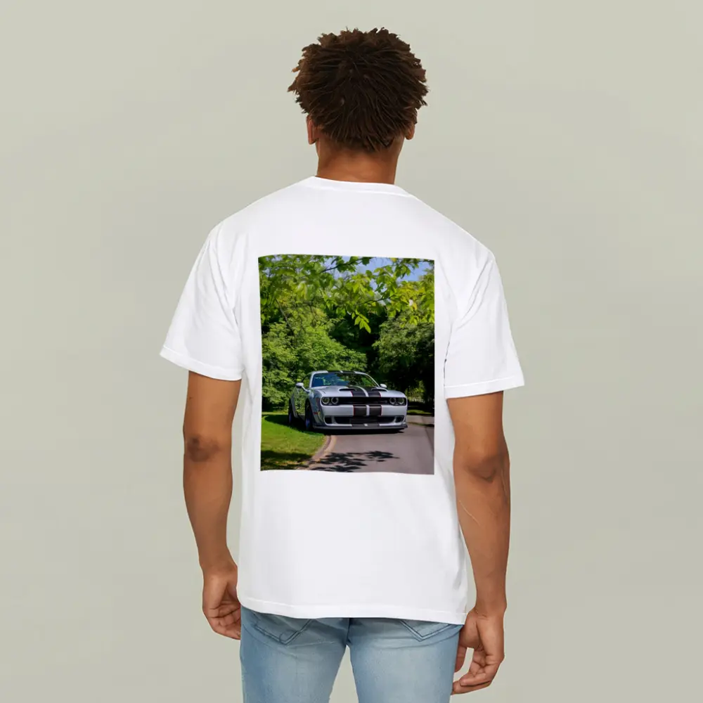 Dodge Challenger Silver Stripes Green Park – T-Shirts