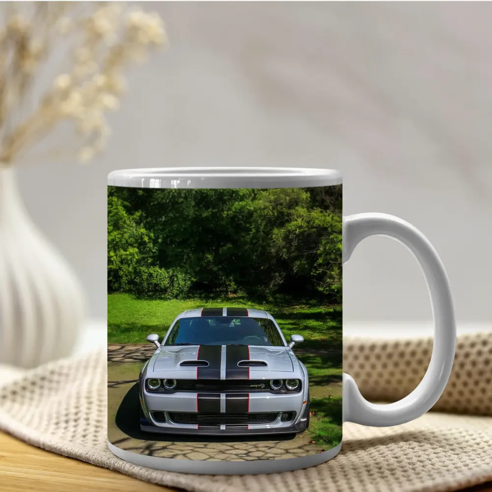 Dodge Challenger Widebody Silver Racing Stripes Park – Mugs