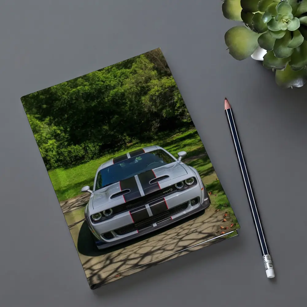 Dodge Challenger Widebody Silver Racing Stripes Park – Notebooks
