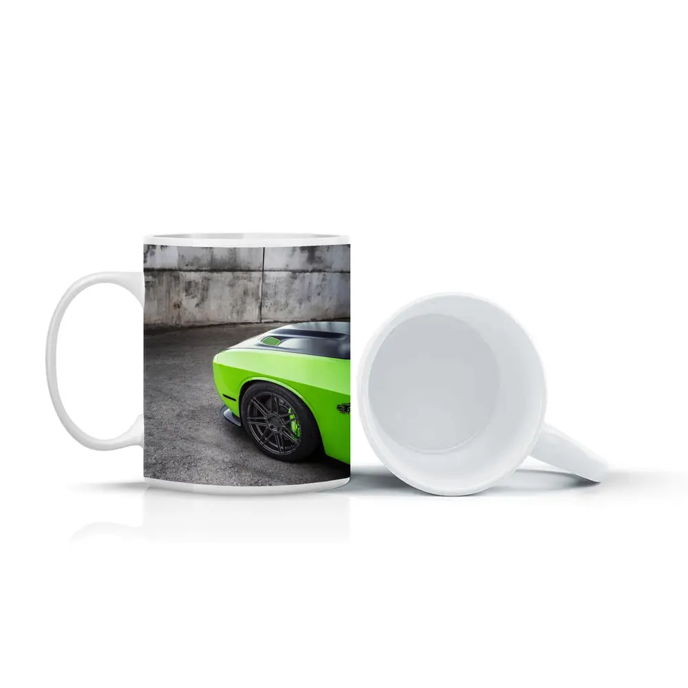 Dodge Challenger Green Muscle Car Concrete Wall – Mugs