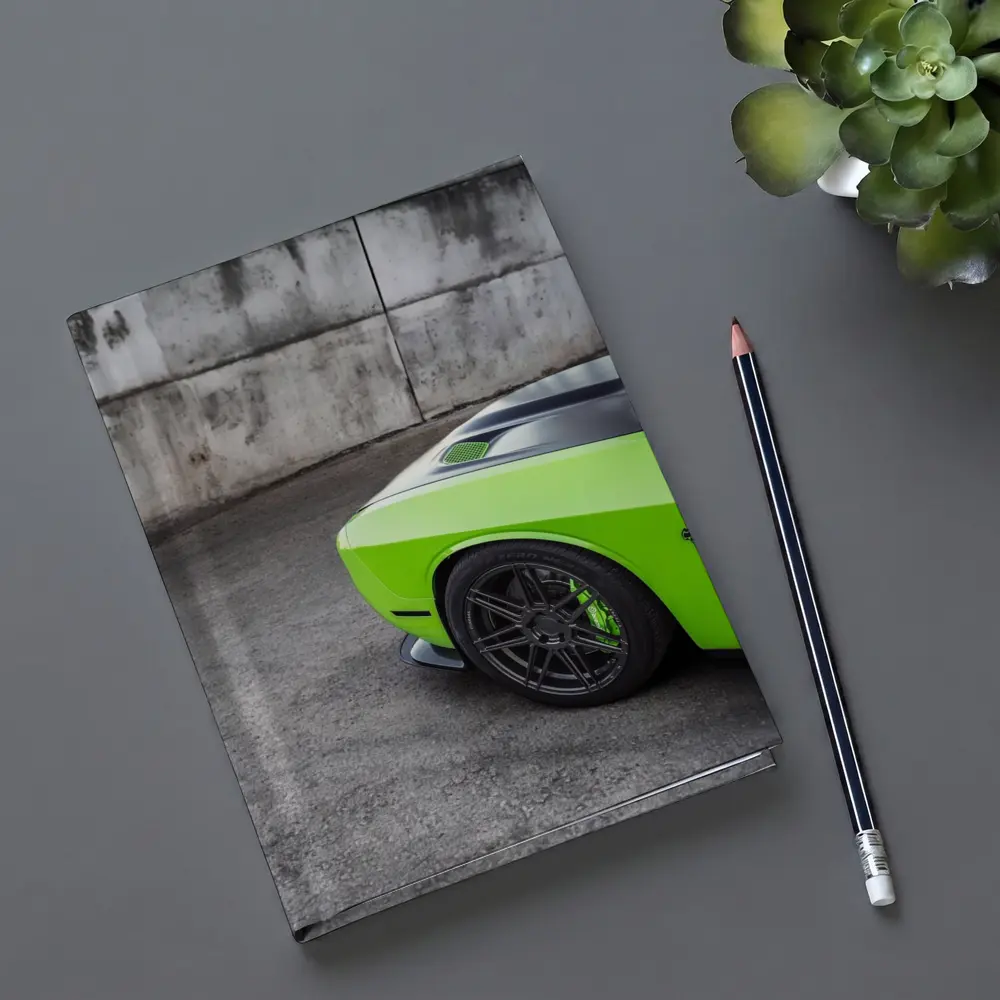 Dodge Challenger Green Muscle Car Concrete Wall – Notebooks