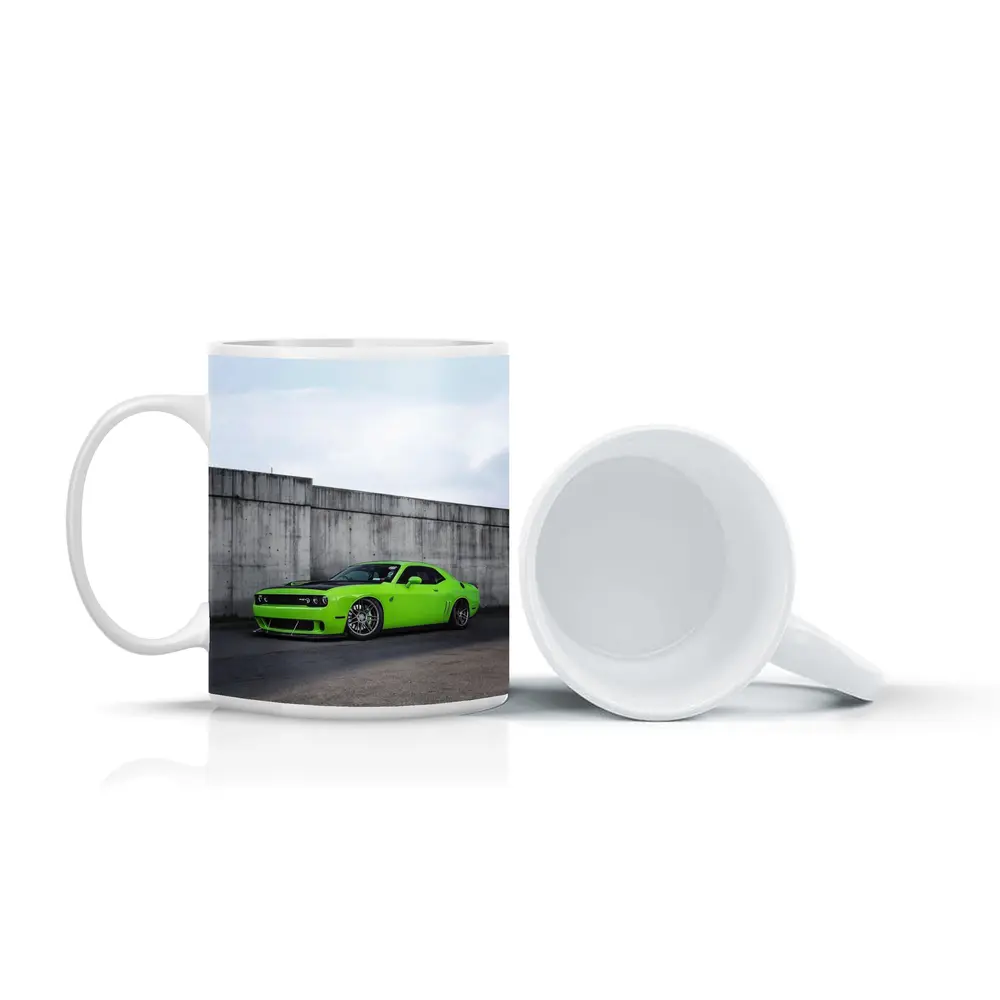 Dodge Challenger Green Muscle Car Concrete Wall – Mugs