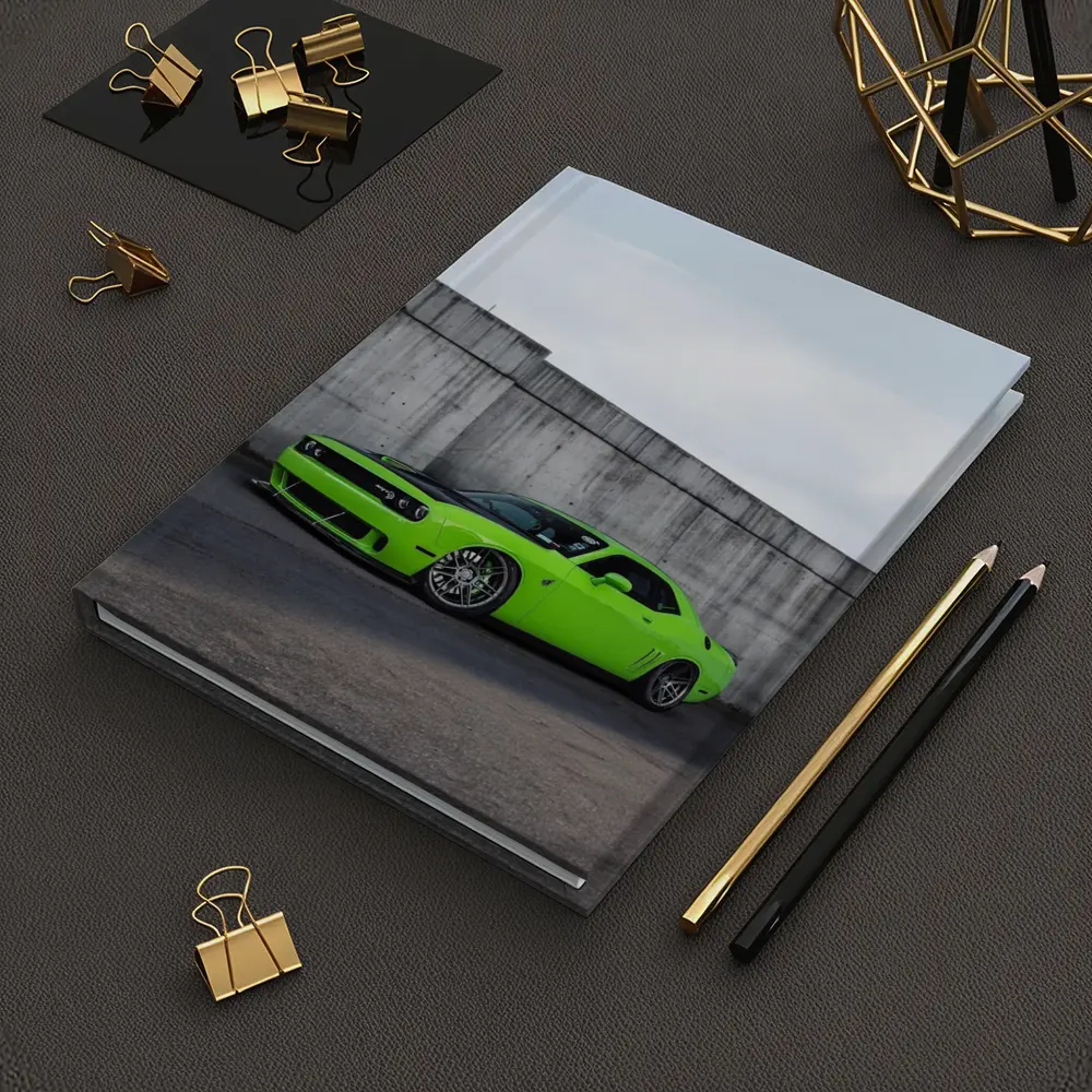 Dodge Challenger Green Muscle Car Concrete Wall – Notebooks