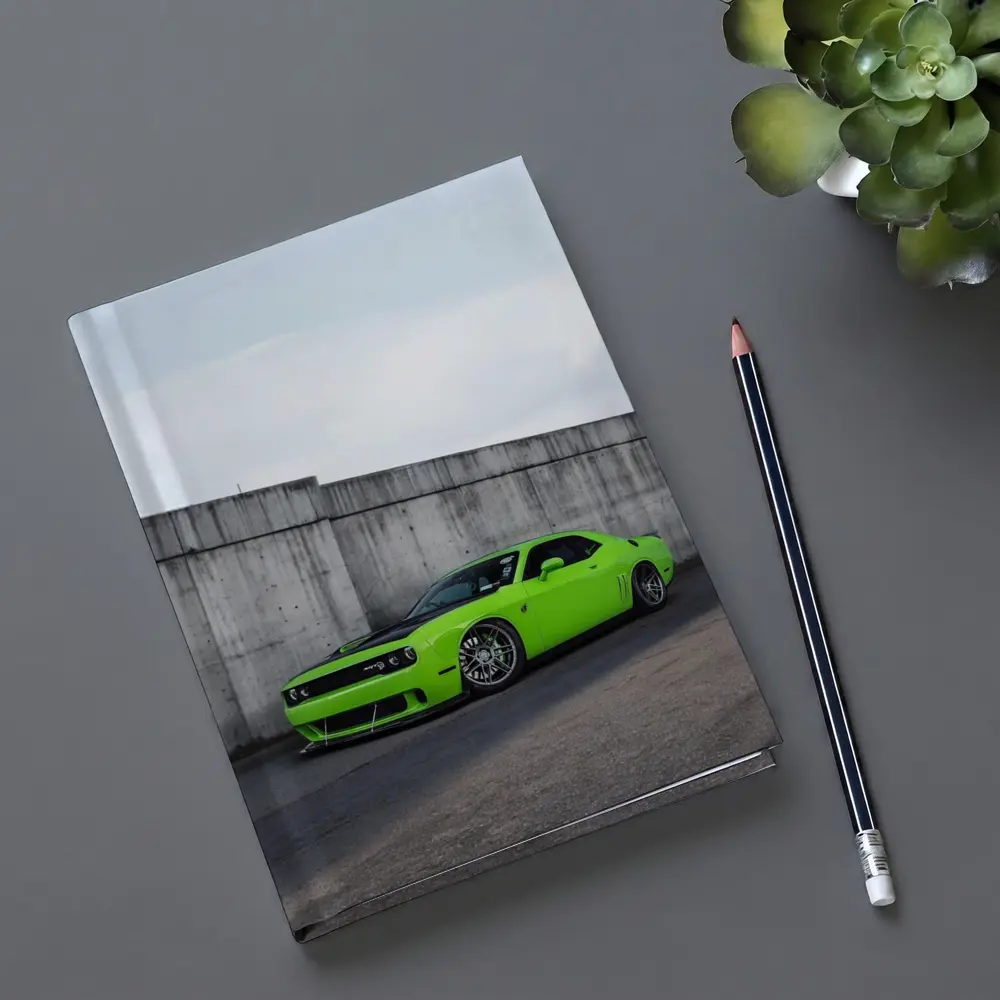 Dodge Challenger Green Muscle Car Concrete Wall – Notebooks