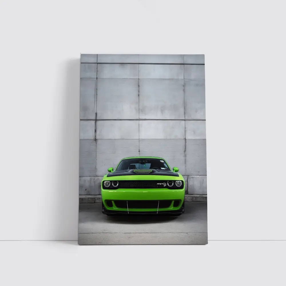 Dodge Challenger SRT Hellcat Green Concrete Wall – Wall Art