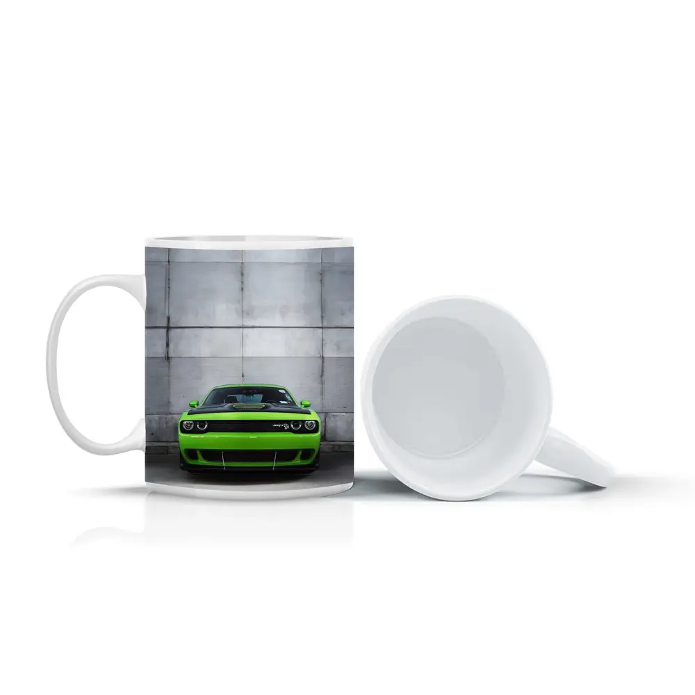 Dodge Challenger SRT Hellcat Green Concrete Wall – Mugs