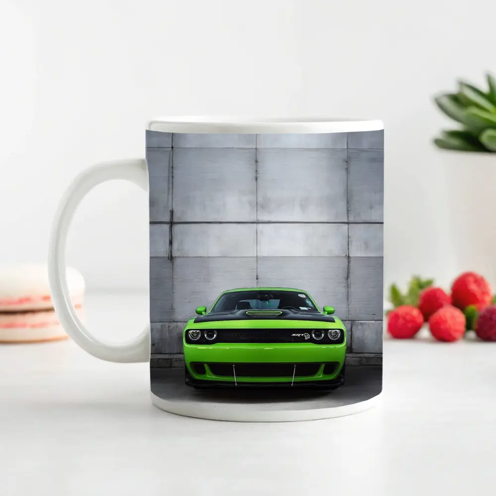 Dodge Challenger SRT Hellcat Green Concrete Wall – Mugs