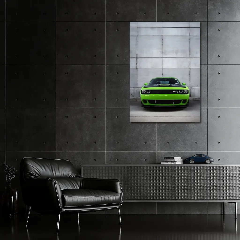 Dodge Challenger SRT Hellcat Green Concrete Wall – Wall Art