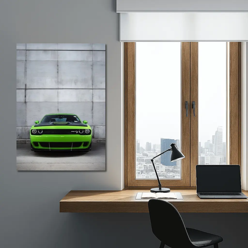 Dodge Challenger SRT Hellcat Green Concrete Wall – Wall Art